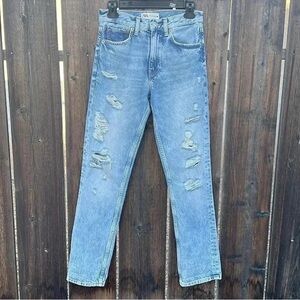 ZARA The Truth Slim Jeans Women’s Size 2 Light Wash Distressed Straight Leg